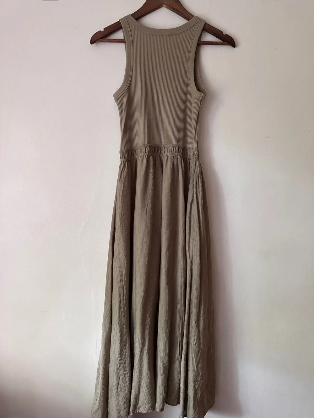 Rachel Zoe Olive Green Ribbed Tank & Flowing Midi Skirt Dress - Size S - Picture 4 of 6
